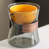 Maxbell Glass Teapot 210ml Multipurpose Drinkware Transparent for Blooming Loose Tea grey and orange