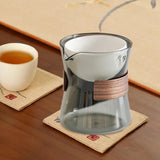 Maxbell Glass Teapot 210ml Multipurpose Drinkware Transparent for Blooming Loose Tea grey white
