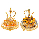 Maxbell Turkish Coffee Pot and Cup Set Wine Set for Wine Cabinet Holiday Dining Room gold white