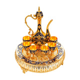 Maxbell Turkish Coffee Pot and Cup Set Wine Set for Wine Cabinet Holiday Dining Room gold blue