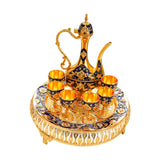 Maxbell Turkish Coffee Pot and Cup Set Wine Set for Wine Cabinet Holiday Dining Room gold blue
