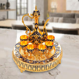 Maxbell Turkish Coffee Pot and Cup Set Wine Set for Wine Cabinet Holiday Dining Room gold blue