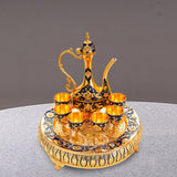 Maxbell Turkish Coffee Pot and Cup Set Wine Set for Wine Cabinet Holiday Dining Room gold blue