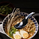 Maxbell Ramen Soup Spoon Multifunctional Tableware Ramen Noodle Soup Spoon with Fork black