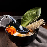 Maxbell Ramen Soup Spoon Multifunctional Tableware Ramen Noodle Soup Spoon with Fork black