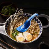 Maxbell Ramen Soup Spoon Multifunctional Tableware Ramen Noodle Soup Spoon with Fork blue