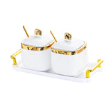 Maxbell Condiment Canister Nordic Food Storage Container Spice Container for Parties 2 jar gold