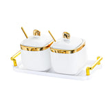Maxbell Condiment Canister Nordic Food Storage Container Spice Container for Parties 2 jar gold