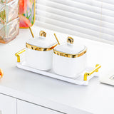Maxbell Condiment Canister Nordic Food Storage Container Spice Container for Parties 2 jar gold