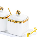 Maxbell Condiment Canister Nordic Food Storage Container Spice Container for Parties 2 jar gold