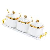 Maxbell Condiment Canister Nordic Food Storage Container Spice Container for Parties 3 jar gold