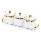 Maxbell Condiment Canister Nordic Food Storage Container Spice Container for Parties 3 jar gold