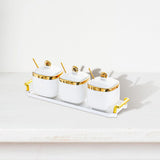 Maxbell Condiment Canister Nordic Food Storage Container Spice Container for Parties 3 jar gold