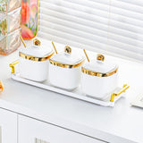 Maxbell Condiment Canister Nordic Food Storage Container Spice Container for Parties 3 jar gold