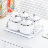 Maxbell Condiment Canister Nordic Food Storage Container Spice Container for Parties 4 jar argent