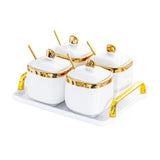 Maxbell Condiment Canister Nordic Food Storage Container Spice Container for Parties 4 jar gold