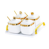 Maxbell Condiment Canister Nordic Food Storage Container Spice Container for Parties 4 jar gold