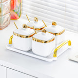 Maxbell Condiment Canister Nordic Food Storage Container Spice Container for Parties 4 jar gold