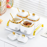 Maxbell Condiment Canister Nordic Food Storage Container Spice Container for Parties 4 jar gold