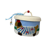 Maxbell Cotton Rope Storage Basket with Lid Woven Basket for Office Supplies White