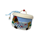 Maxbell Cotton Rope Storage Basket with Lid Woven Basket for Office Supplies White