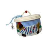 Maxbell Cotton Rope Storage Basket with Lid Woven Basket for Office Supplies White