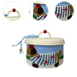 Maxbell Cotton Rope Storage Basket with Lid Woven Basket for Office Supplies White