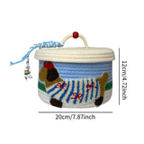 Maxbell Cotton Rope Storage Basket with Lid Woven Basket for Office Supplies White