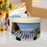 Maxbell Cotton Rope Storage Basket with Lid Woven Basket for Office Supplies White