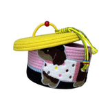 Maxbell Cotton Rope Storage Basket with Lid Woven Basket for Office Supplies Yellow