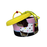 Maxbell Cotton Rope Storage Basket with Lid Woven Basket for Office Supplies Yellow