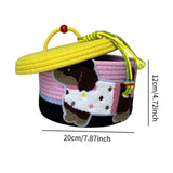 Maxbell Cotton Rope Storage Basket with Lid Woven Basket for Office Supplies Yellow