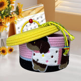 Maxbell Cotton Rope Storage Basket with Lid Woven Basket for Office Supplies Yellow
