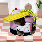 Maxbell Cotton Rope Storage Basket with Lid Woven Basket for Office Supplies Yellow