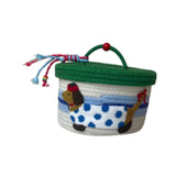 Maxbell Cotton Rope Storage Basket with Lid Woven Basket for Office Supplies Green