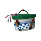 Maxbell Cotton Rope Storage Basket with Lid Woven Basket for Office Supplies Green