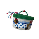 Maxbell Cotton Rope Storage Basket with Lid Woven Basket for Office Supplies Green