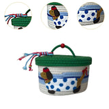 Maxbell Cotton Rope Storage Basket with Lid Woven Basket for Office Supplies Green