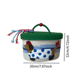 Maxbell Cotton Rope Storage Basket with Lid Woven Basket for Office Supplies Green