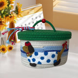 Maxbell Cotton Rope Storage Basket with Lid Woven Basket for Office Supplies Green