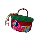 Maxbell Cotton Rope Storage Basket with Lid Woven Basket for Office Supplies Red