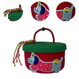 Maxbell Cotton Rope Storage Basket with Lid Woven Basket for Office Supplies Red