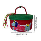 Maxbell Cotton Rope Storage Basket with Lid Woven Basket for Office Supplies Red