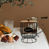 Maxbell Coffee Pod Holder Large Capacity Rustic Organizer for Countertop Kitchen Bar S black