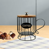 Maxbell Coffee Pod Holder Large Capacity Rustic Organizer for Countertop Kitchen Bar S black