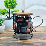 Maxbell Coffee Pod Holder Large Capacity Rustic Organizer for Countertop Kitchen Bar S black