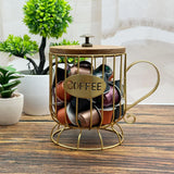 Maxbell Coffee Pod Holder Large Capacity Rustic Organizer for Countertop Kitchen Bar S gold
