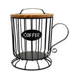 Maxbell Coffee Pod Holder Large Capacity Rustic Organizer for Countertop Kitchen Bar L black
