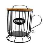 Maxbell Coffee Pod Holder Large Capacity Rustic Organizer for Countertop Kitchen Bar L black