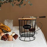 Maxbell Coffee Pod Holder Large Capacity Rustic Organizer for Countertop Kitchen Bar L black
